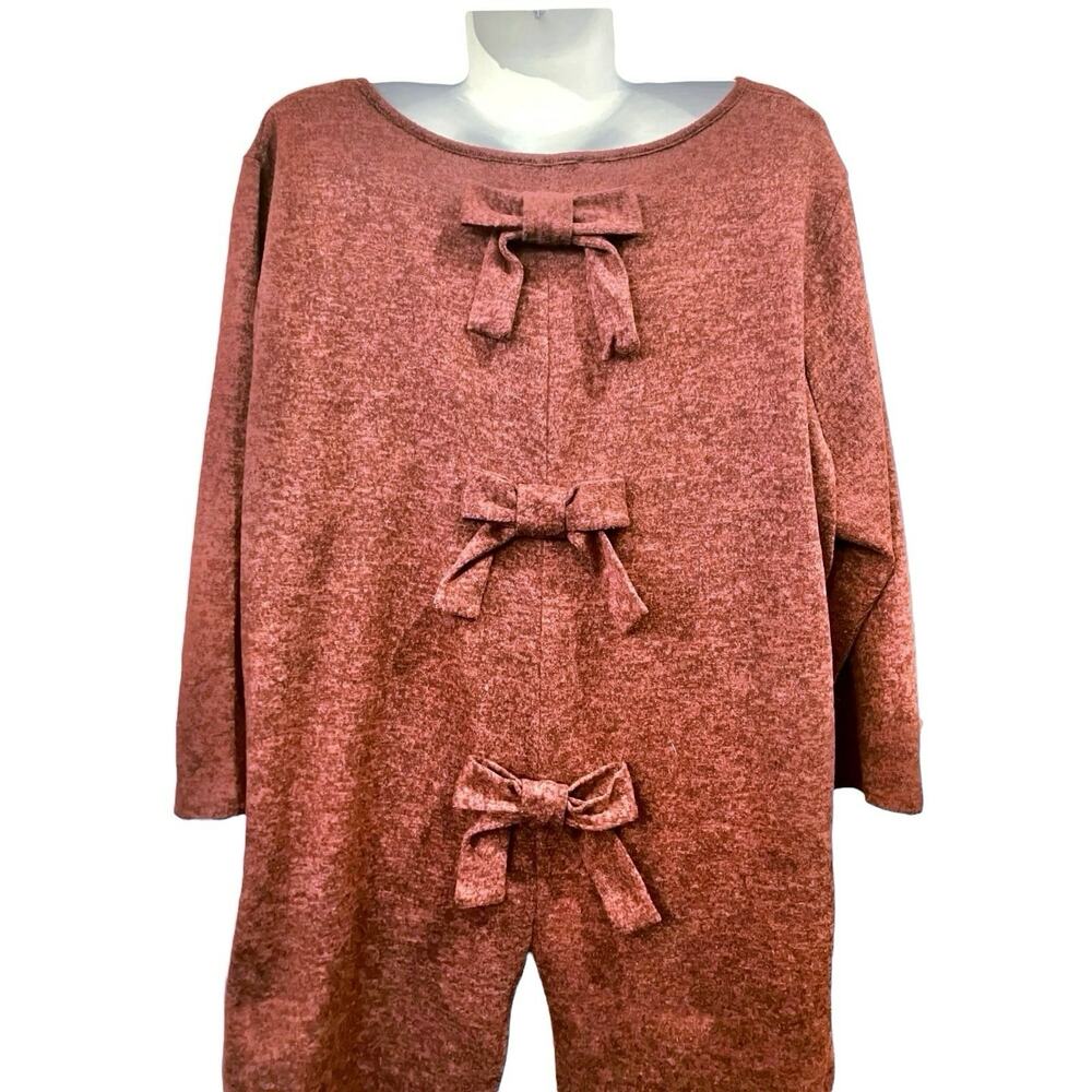Perch by Blu Pepper Brick Orange Bow Tie Back Soft 3/4 Sleeve Sweater | Size 3XL - Picture 6 of 12